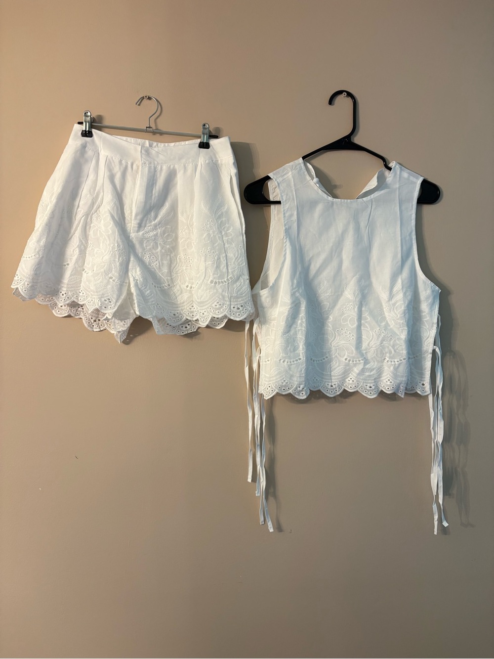 White Eyelet Cotton Shorts - Women's Summer Short